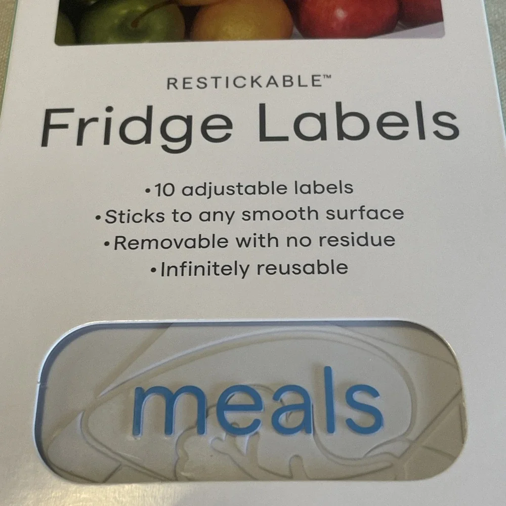Restickable 3D Fridge Labels, 10-Piece Set with Reusable Nano-Suction, White NEW